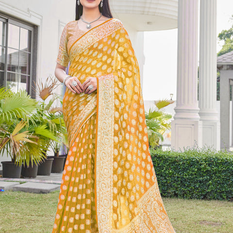 Gold Georgette Saree VANITA - View 1