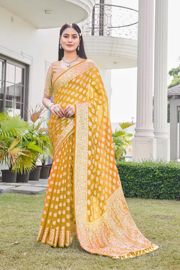 Gold Georgette Saree VANITA - View 1