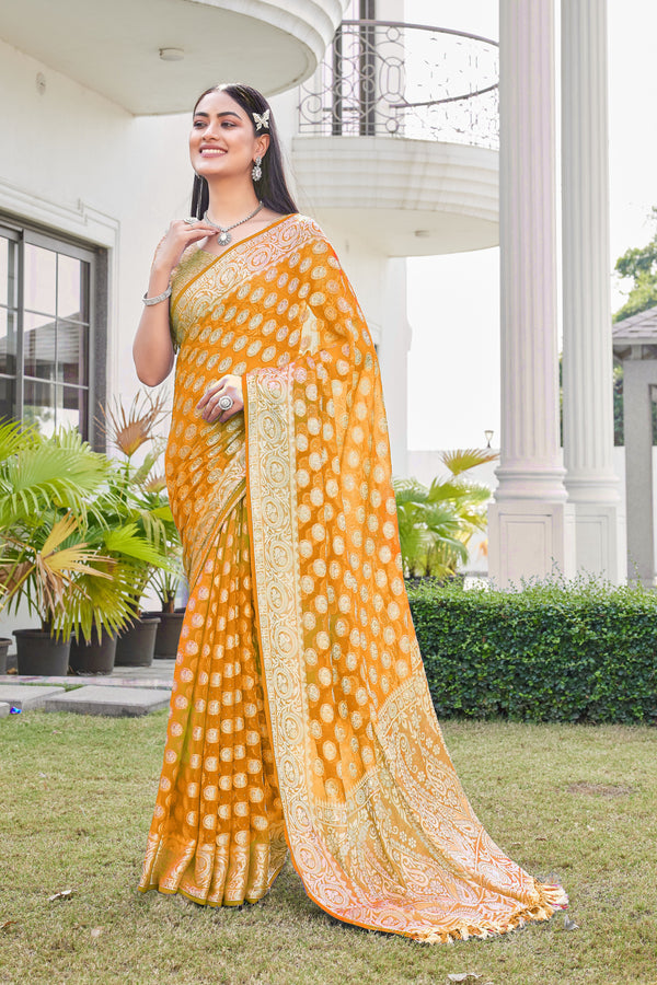 Gold Georgette Saree VANITA - View 2