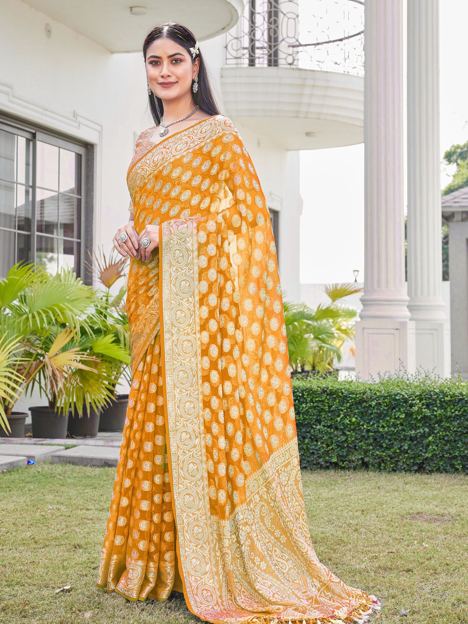 Gold Georgette Saree VANITA - View 3