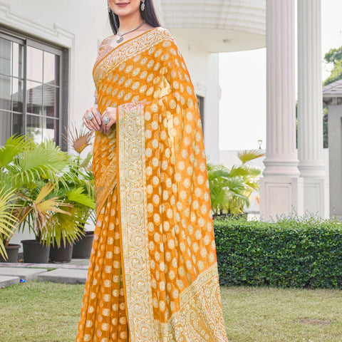 Gold Georgette Saree VANITA - View 3