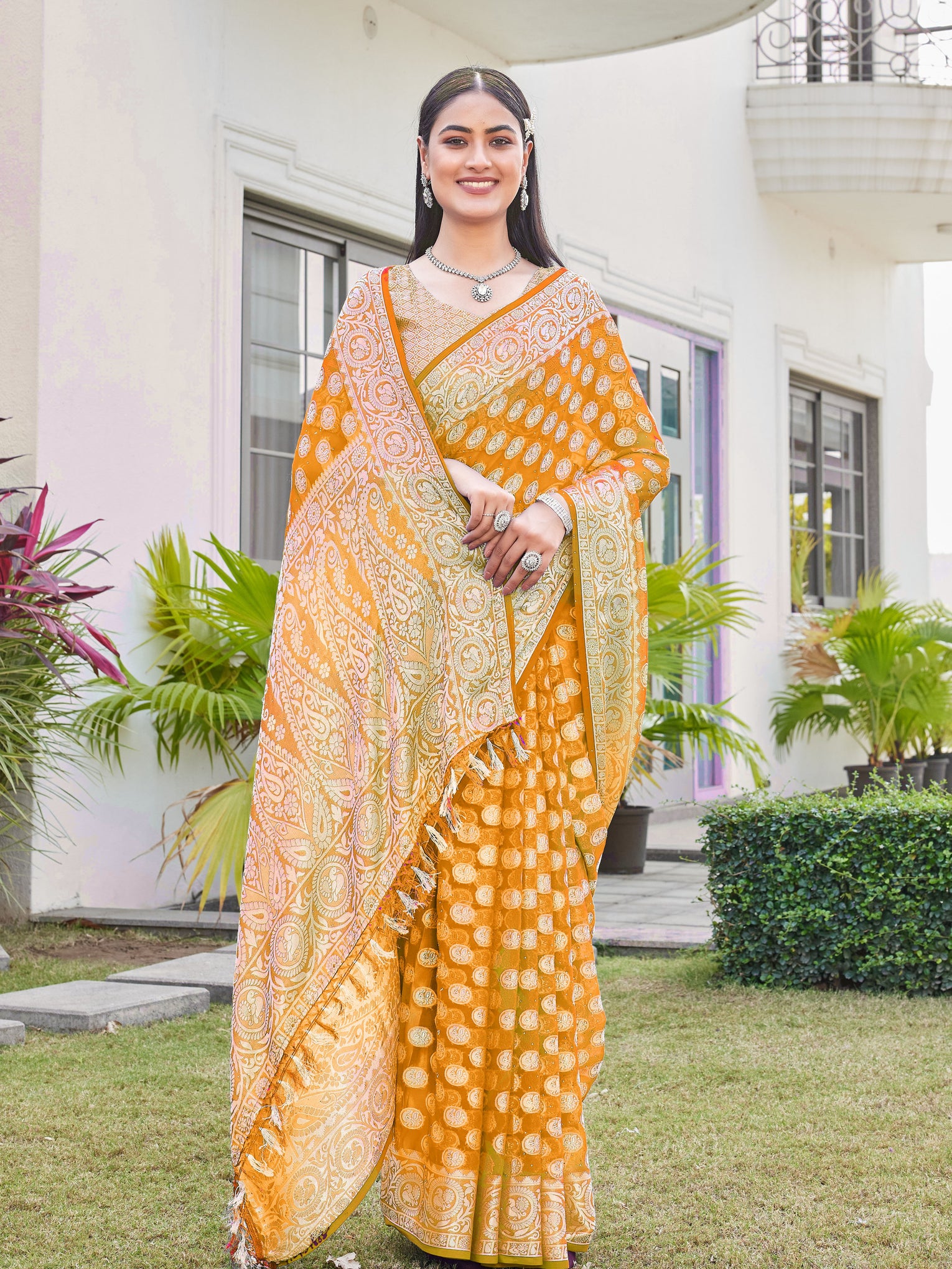 Gold Georgette Saree VANITA - View 5
