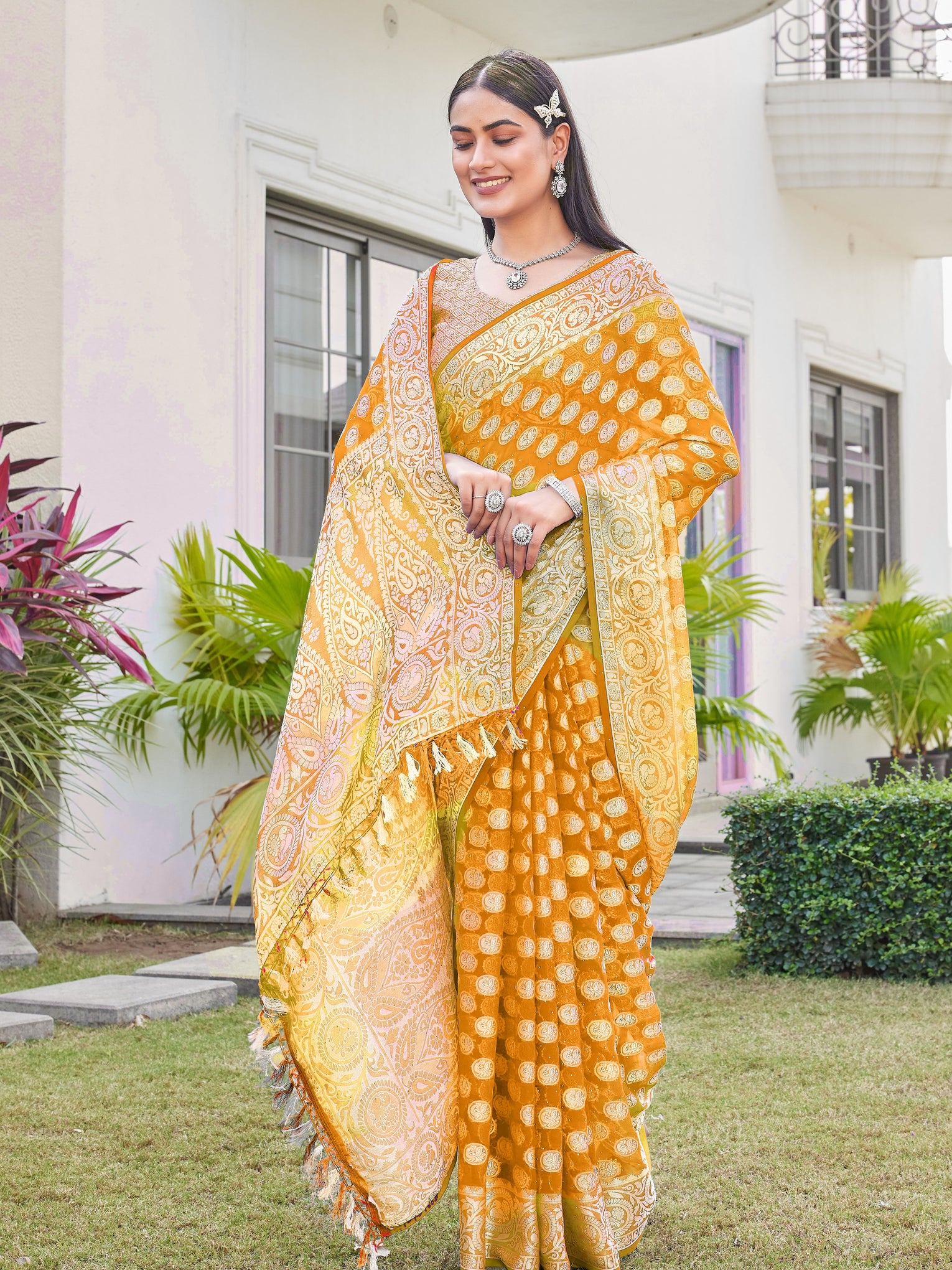 Gold Georgette Saree VANITA - View 6