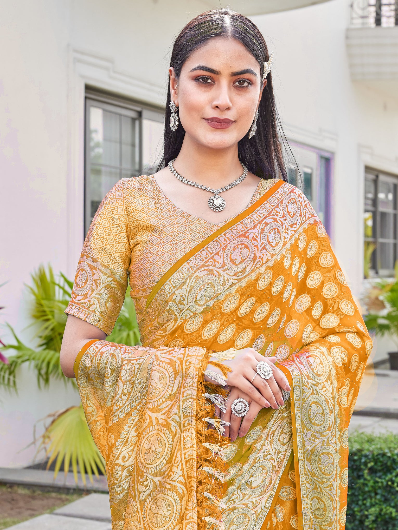 Gold Georgette Saree VANITA - View 7