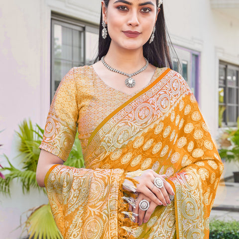 Gold Georgette Saree VANITA - View 7