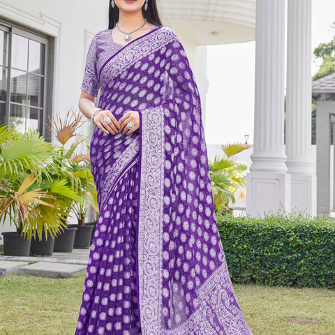 Purple Georgette Saree VANITA - View 1