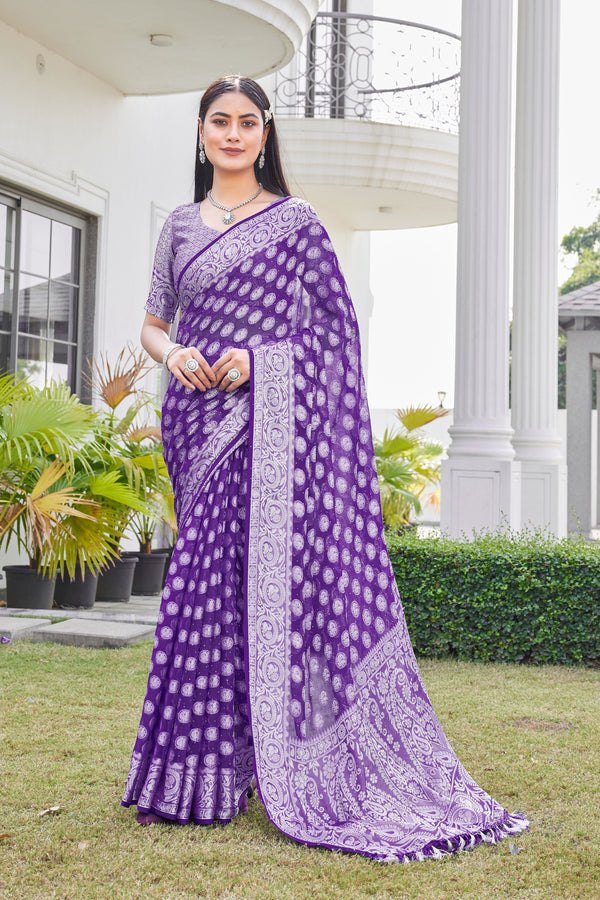 Purple Georgette Saree VANITA - View 1
