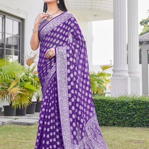 Purple Georgette Saree VANITA - View 2