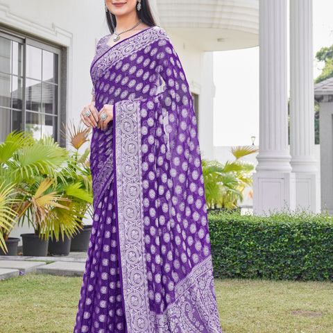 Purple Georgette Saree VANITA - View 3