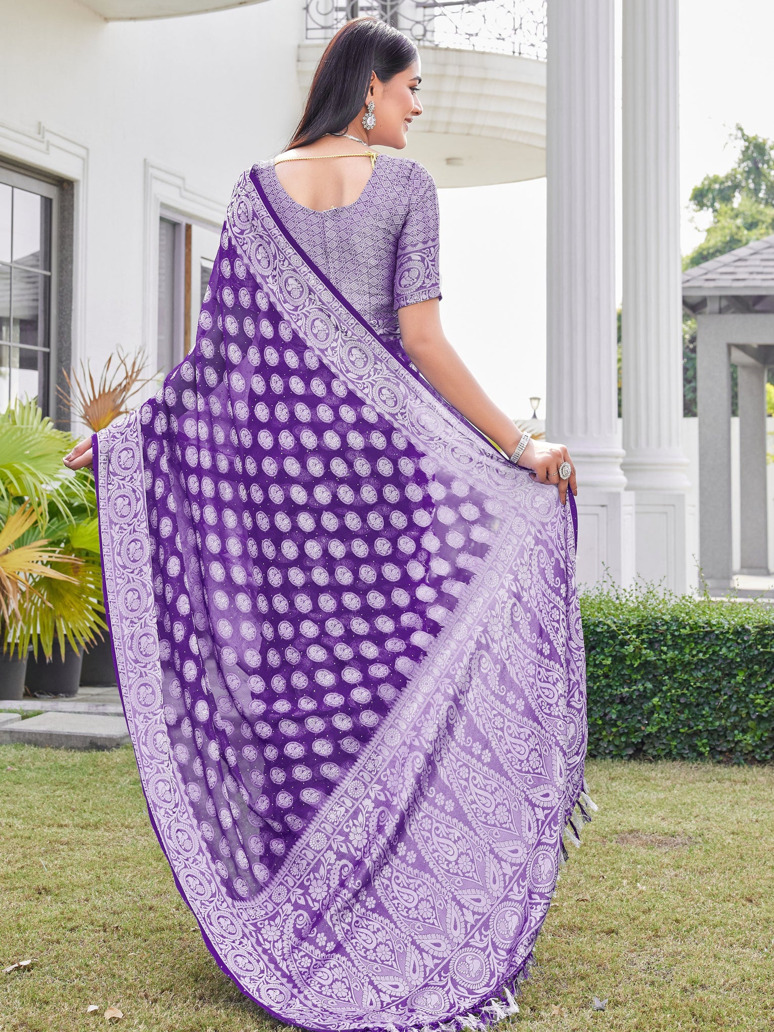 Purple Georgette Saree VANITA - View 4