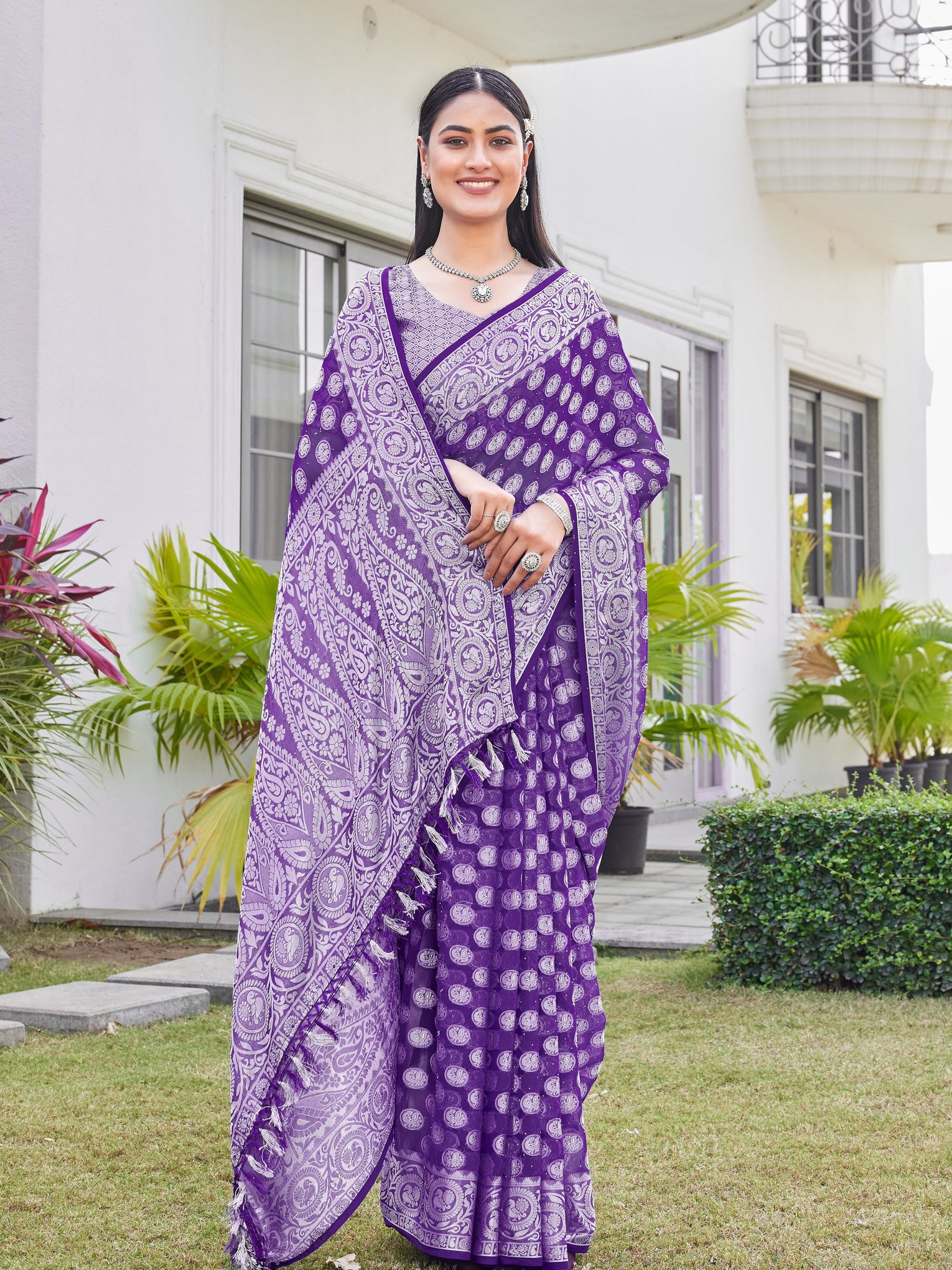 Purple Georgette Saree VANITA - View 5