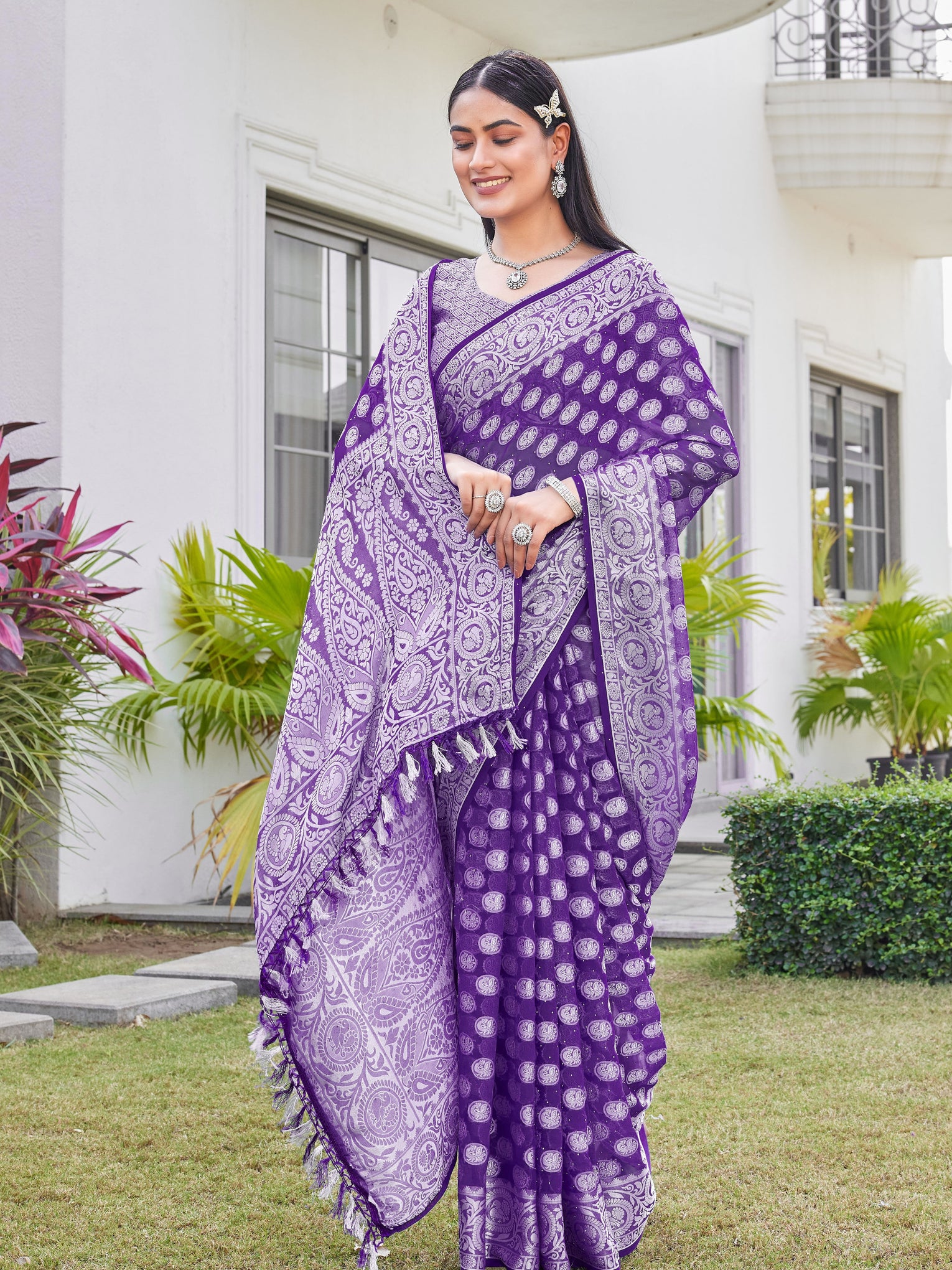 Purple Georgette Saree VANITA - View 6
