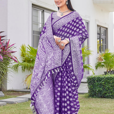 Purple Georgette Saree VANITA - View 6