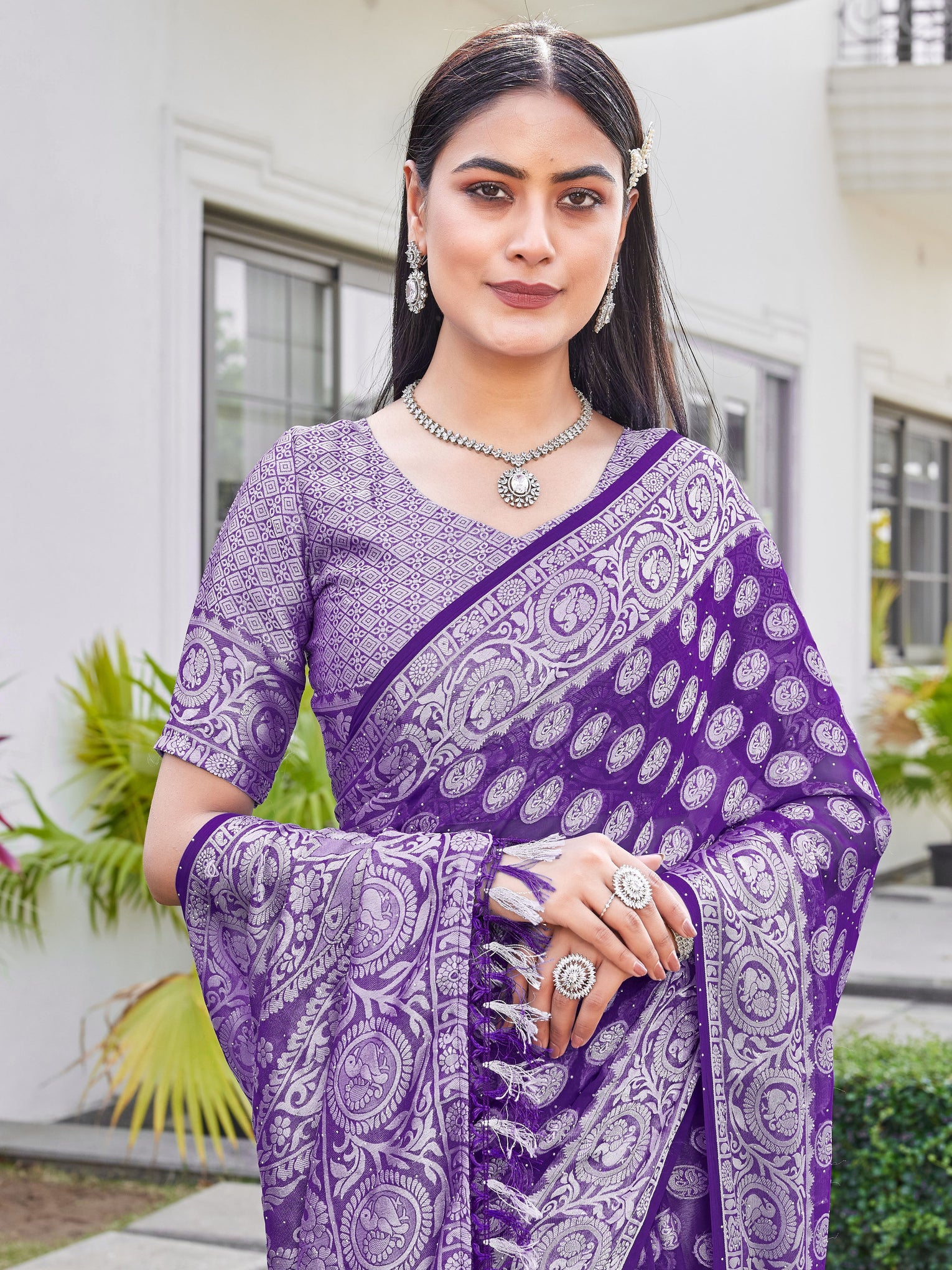 Purple Georgette Saree VANITA - View 7