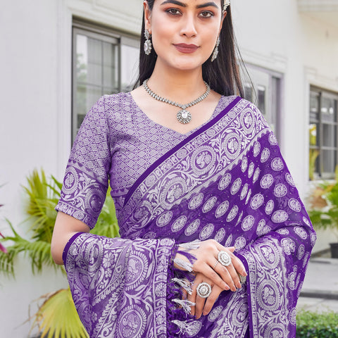 Purple Georgette Saree VANITA - View 7