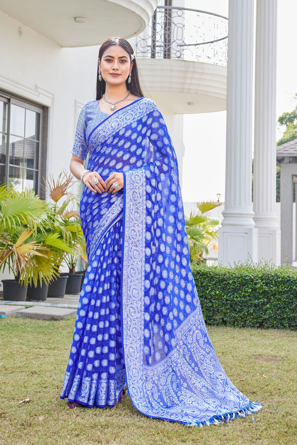 Royal Blue Georgette Saree VANITA - View 1