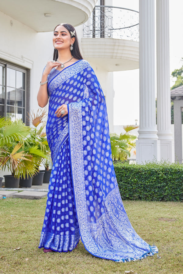 Royal Blue Georgette Saree VANITA - View 2