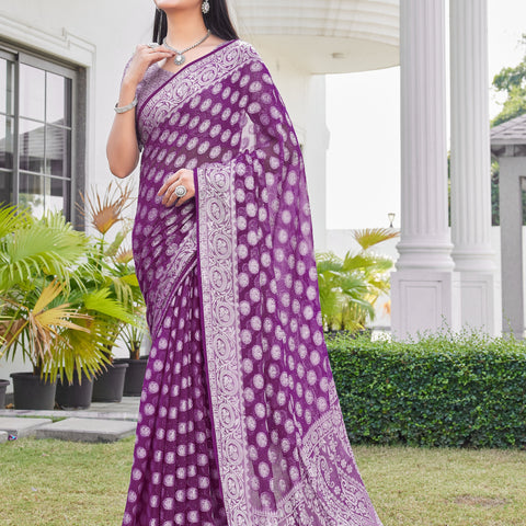 Wine Georgette Saree VANITA - View 2