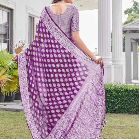 Wine Georgette Saree VANITA - View 4