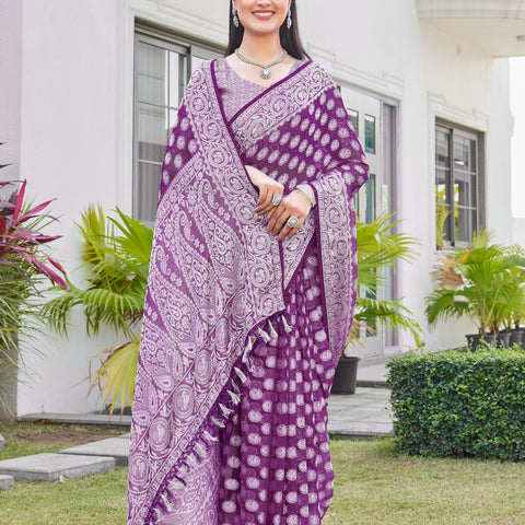 Wine Georgette Saree VANITA - View 5