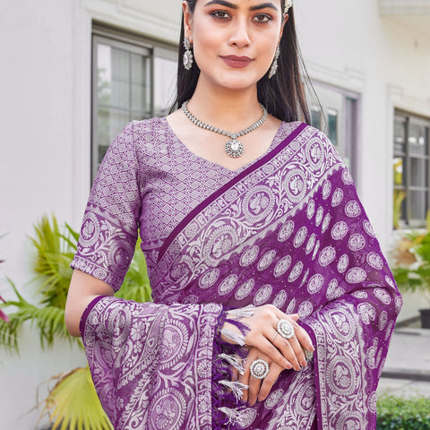 Wine Georgette Saree VANITA - View 7