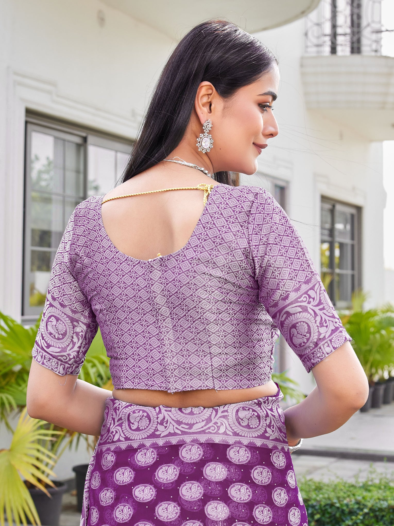 Wine Georgette Saree VANITA - View 9